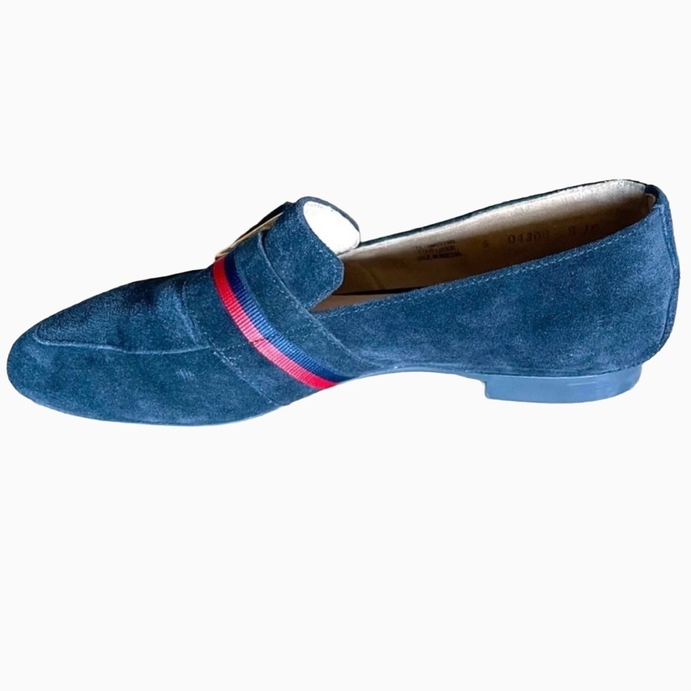 Paul Green Banner Loafers Navy Blue Suede Gold Buckle Size 7.5 - Picture 3 of 12
